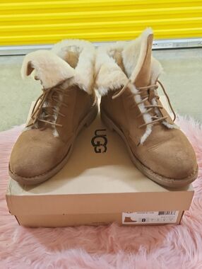 UGG Chestnut Suede Lace-Up Shearling Boot
